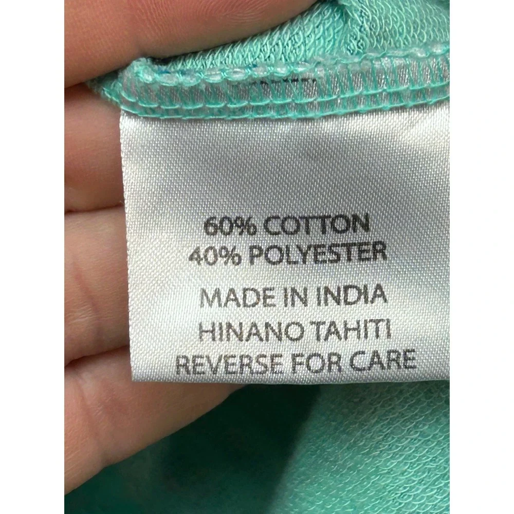 Hinano Tahiti Hoodie Mens Large Teal Mint Green Geo Tropical Print Pullover - Picture 7 of 10